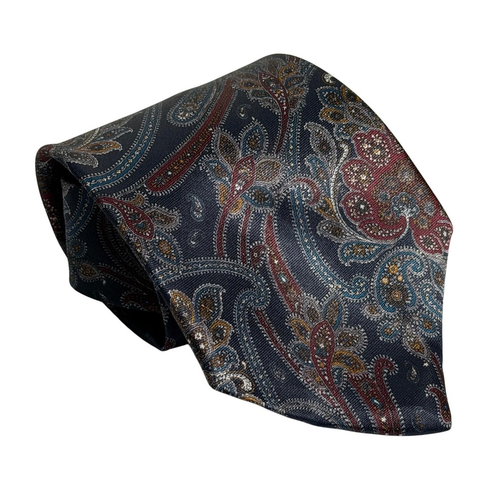 VTG Ketch Necktie Blue Paisley Floral Pattern Retro Formal Career Mens OS